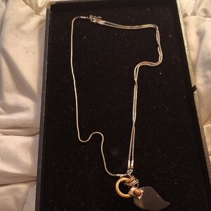 Silpada Gold and Black Leaf Pendant Necklace